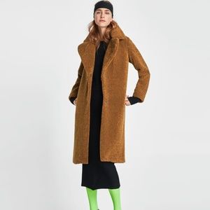 CAMEL OVERSIZED LONG TEDDY COAT, ZARA - NEW!